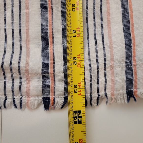 Liz Claiborne Striped Sleeveless Blouse Medium Linen Blend Tank Top Resortwear - Picture 9 of 9